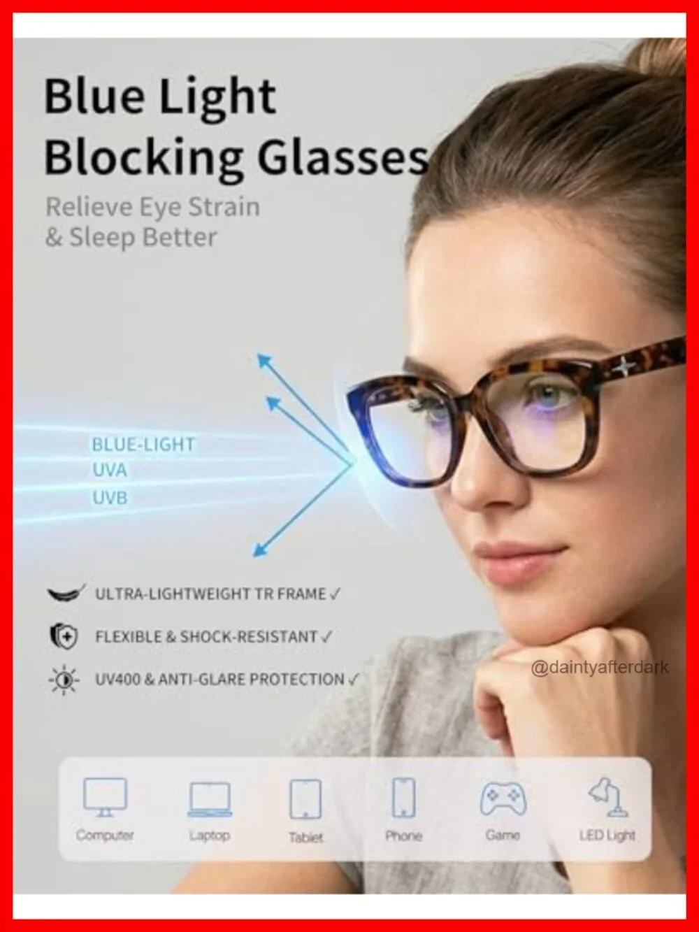 TR90 Full Rim Square Blue Light Blocking Glasses for Women Men
